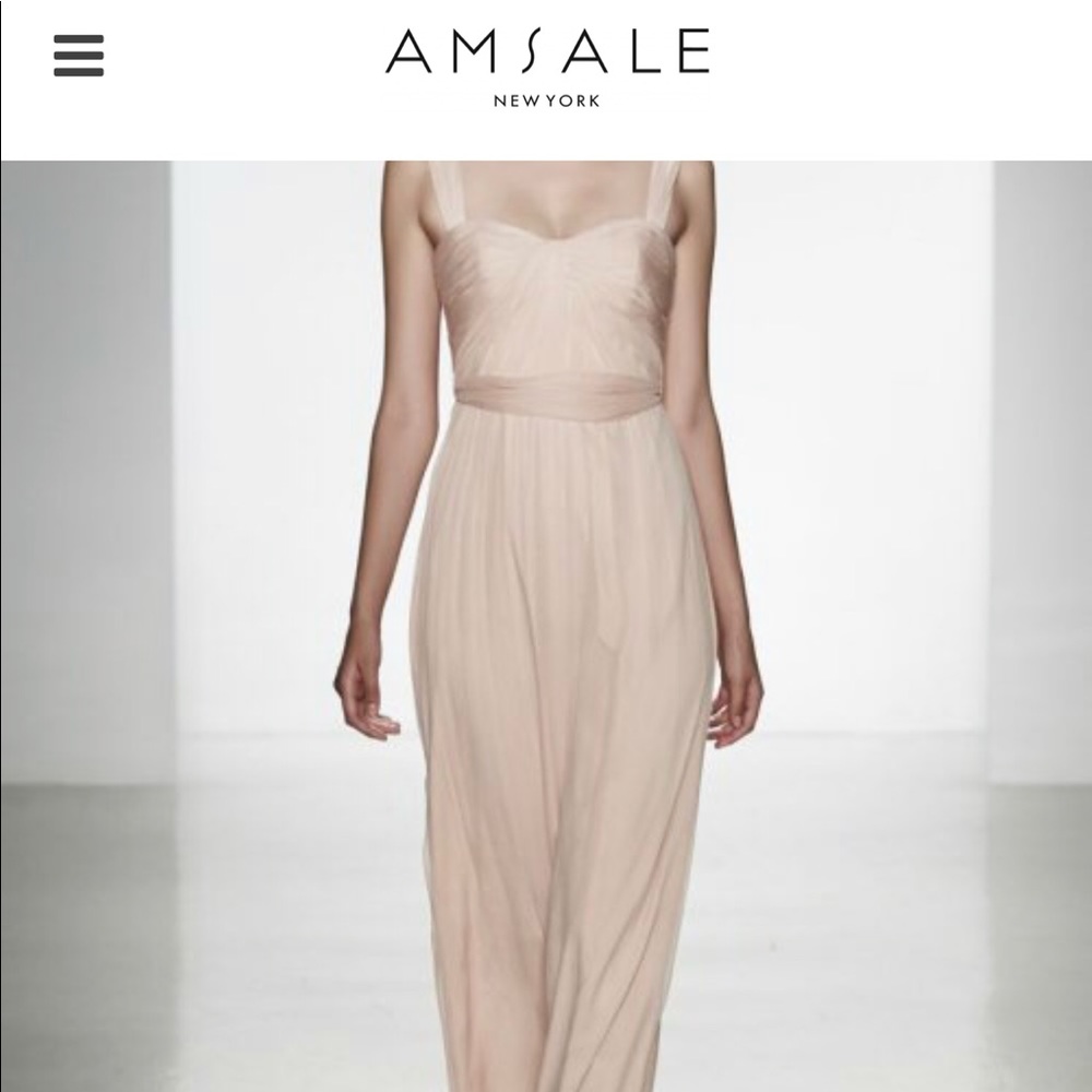 Amsale Chiffon Bridesmaid Dress G782C in Blush